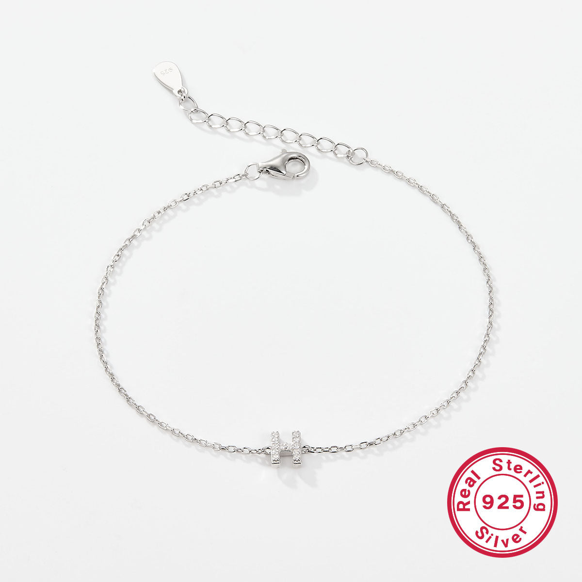 925 sterling silver bracelet, 26 letter zircon bracelet, ins, niche, light luxury, high-end, sterling silver bracelet, popular for women