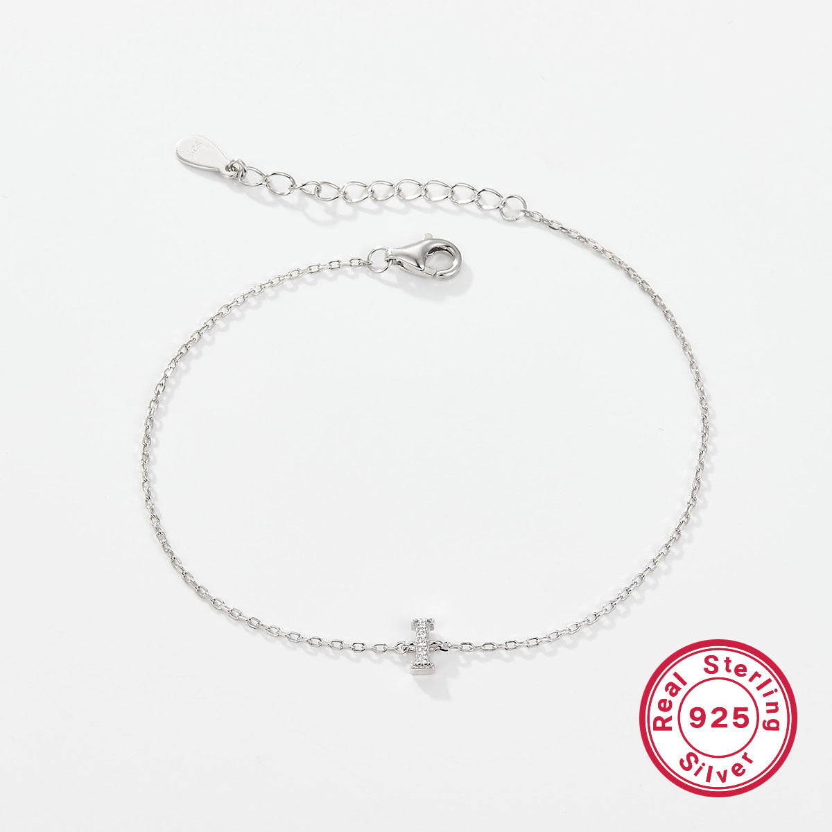 925 sterling silver bracelet, 26 letter zircon bracelet, ins, niche, light luxury, high-end, sterling silver bracelet, popular for women
