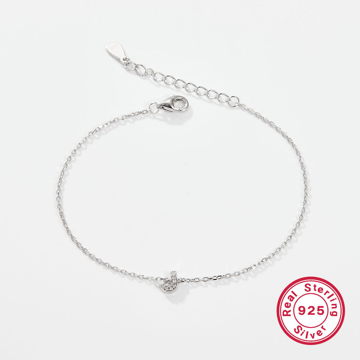 925 sterling silver bracelet, 26 letter zircon bracelet, ins, niche, light luxury, high-end, sterling silver bracelet, popular for women