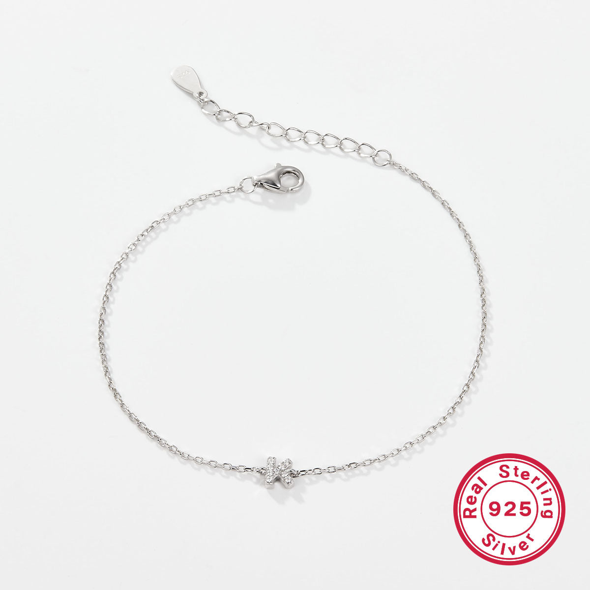 925 sterling silver bracelet, 26 letter zircon bracelet, ins, niche, light luxury, high-end, sterling silver bracelet, popular for women