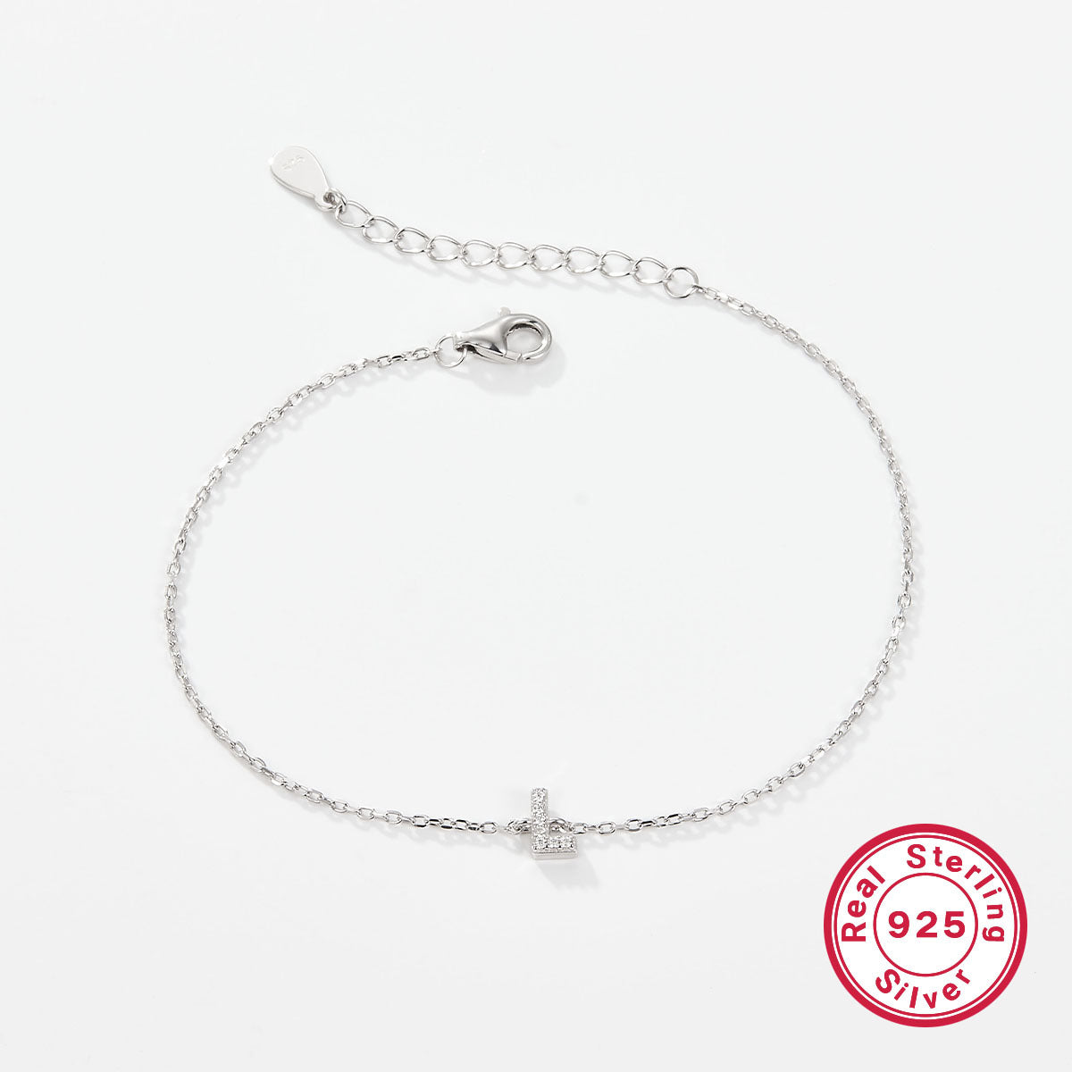 925 sterling silver bracelet, 26 letter zircon bracelet, ins, niche, light luxury, high-end, sterling silver bracelet, popular for women
