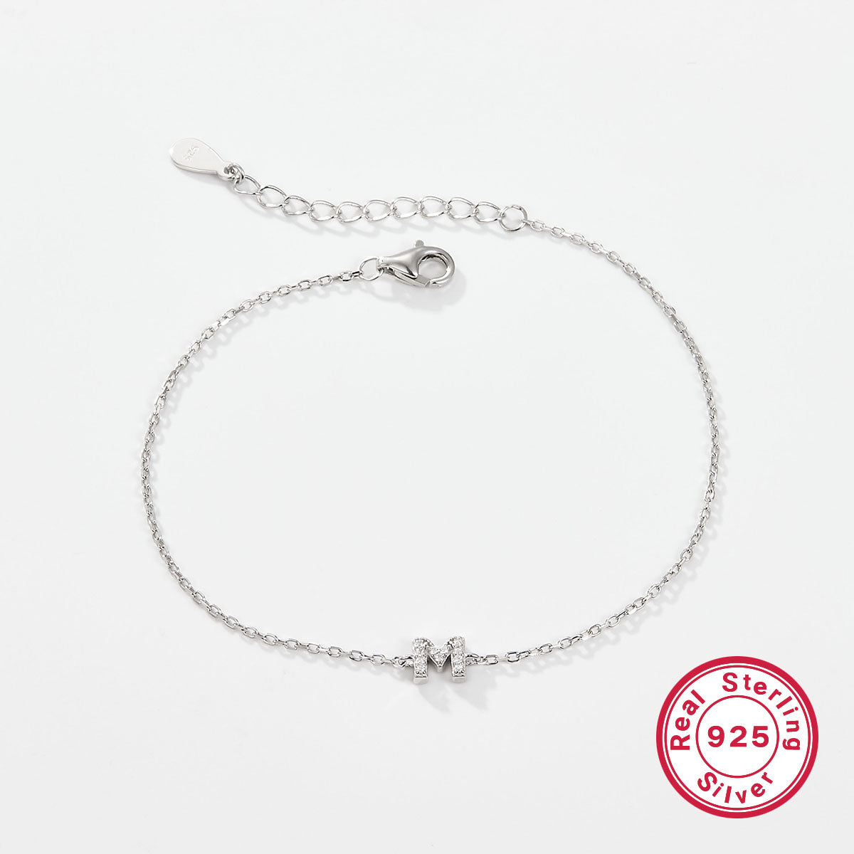 925 sterling silver bracelet, 26 letter zircon bracelet, ins, niche, light luxury, high-end, sterling silver bracelet, popular for women