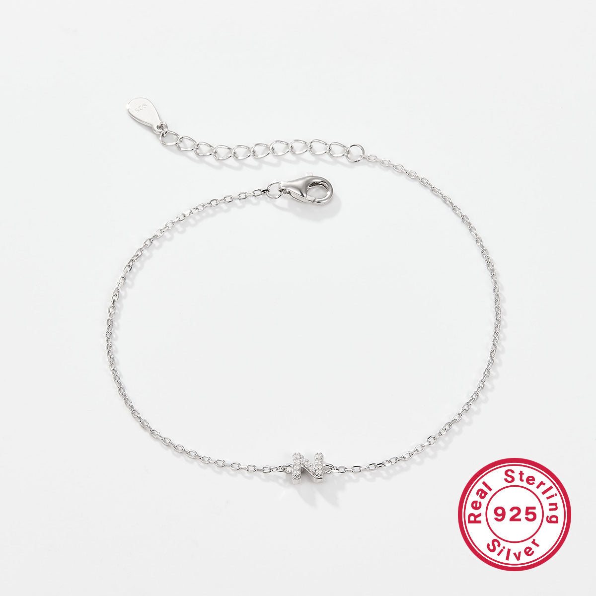 925 sterling silver bracelet, 26 letter zircon bracelet, ins, niche, light luxury, high-end, sterling silver bracelet, popular for women