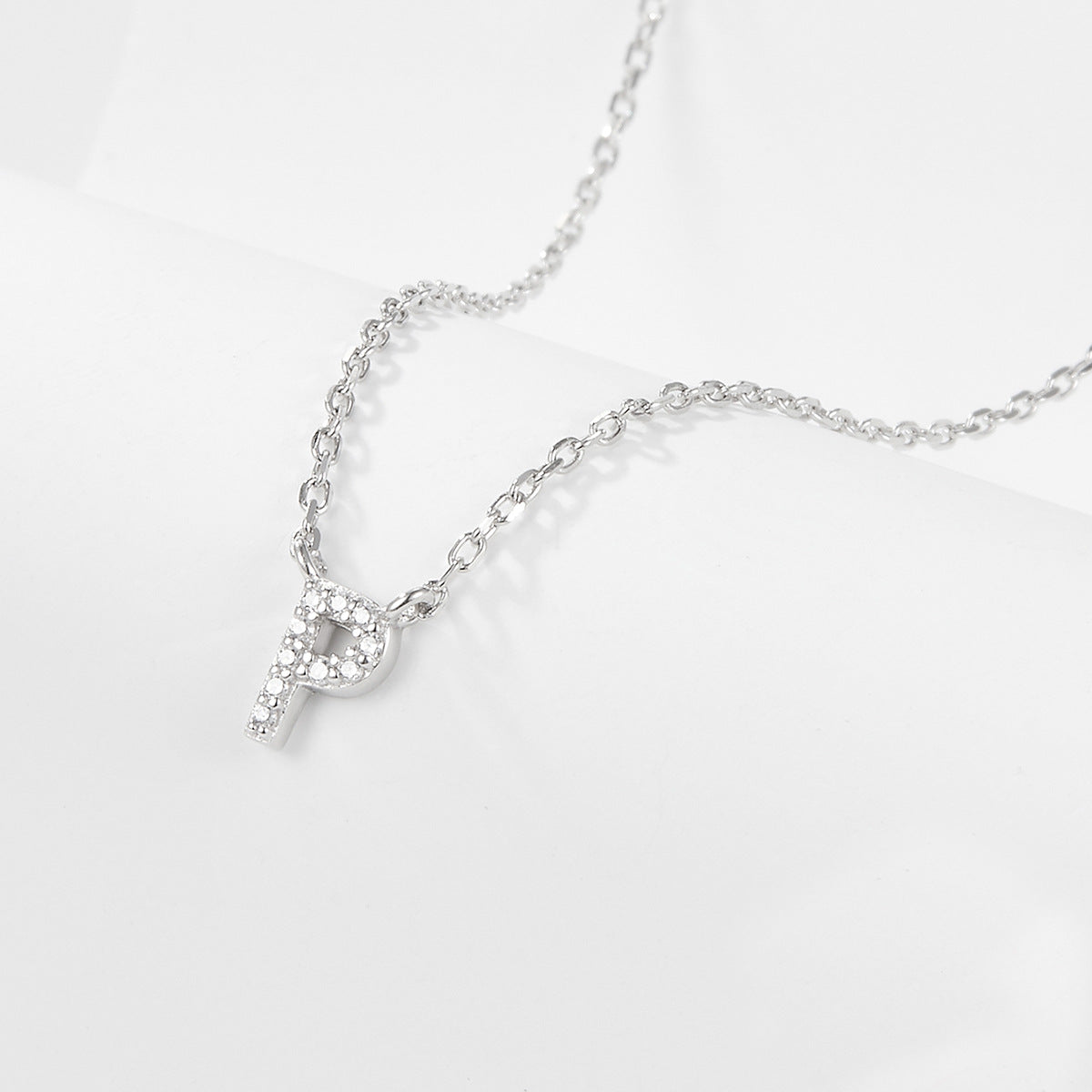 Jingxu 925 Pure Silver 26-Letter Necklace, Lightweight Luxury Lockbone Chain with Diamond-Inlaid Letters for Women (Cross-border Foreign Trade Jewelry)