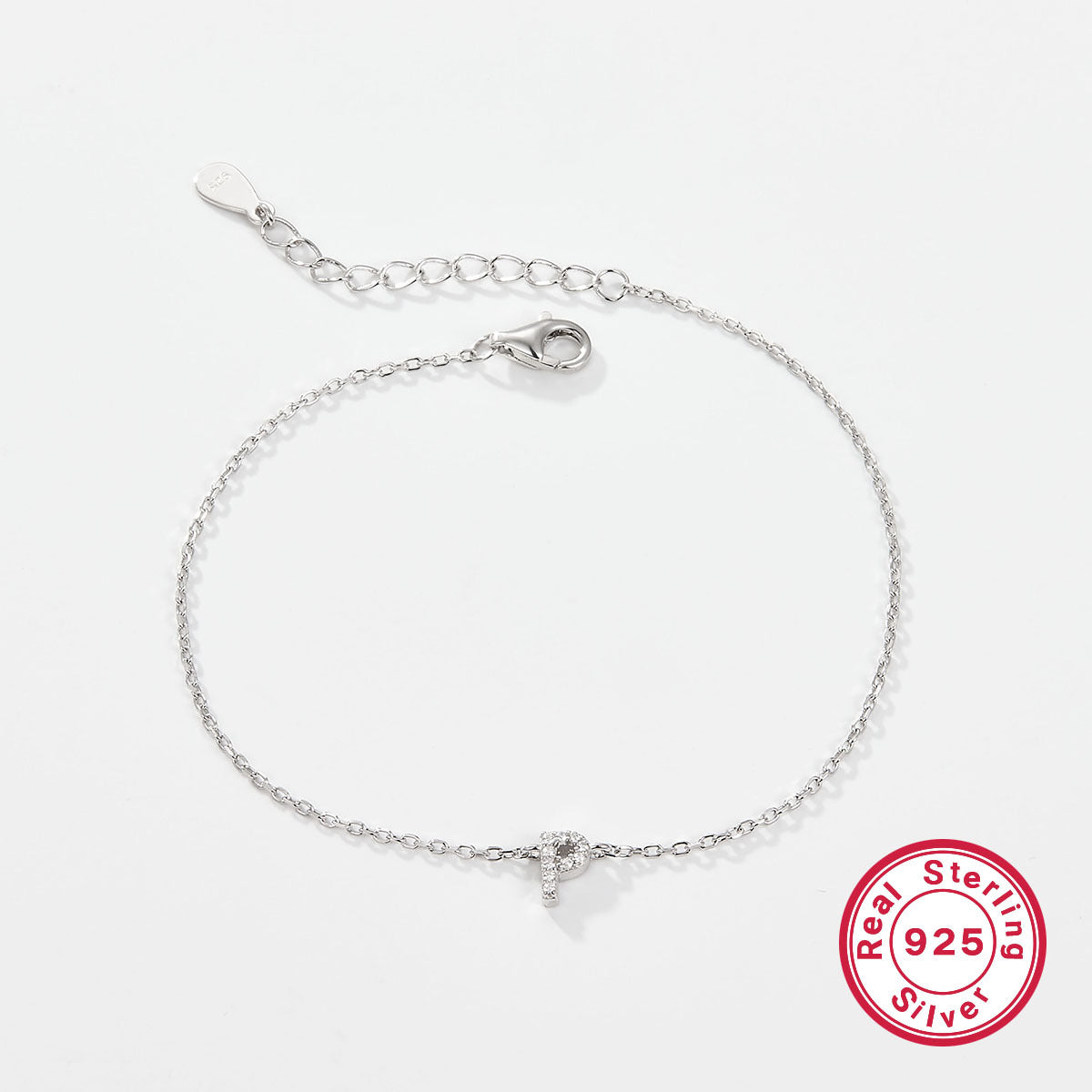 925 sterling silver bracelet, 26 letter zircon bracelet, ins, niche, light luxury, high-end, sterling silver bracelet, popular for women