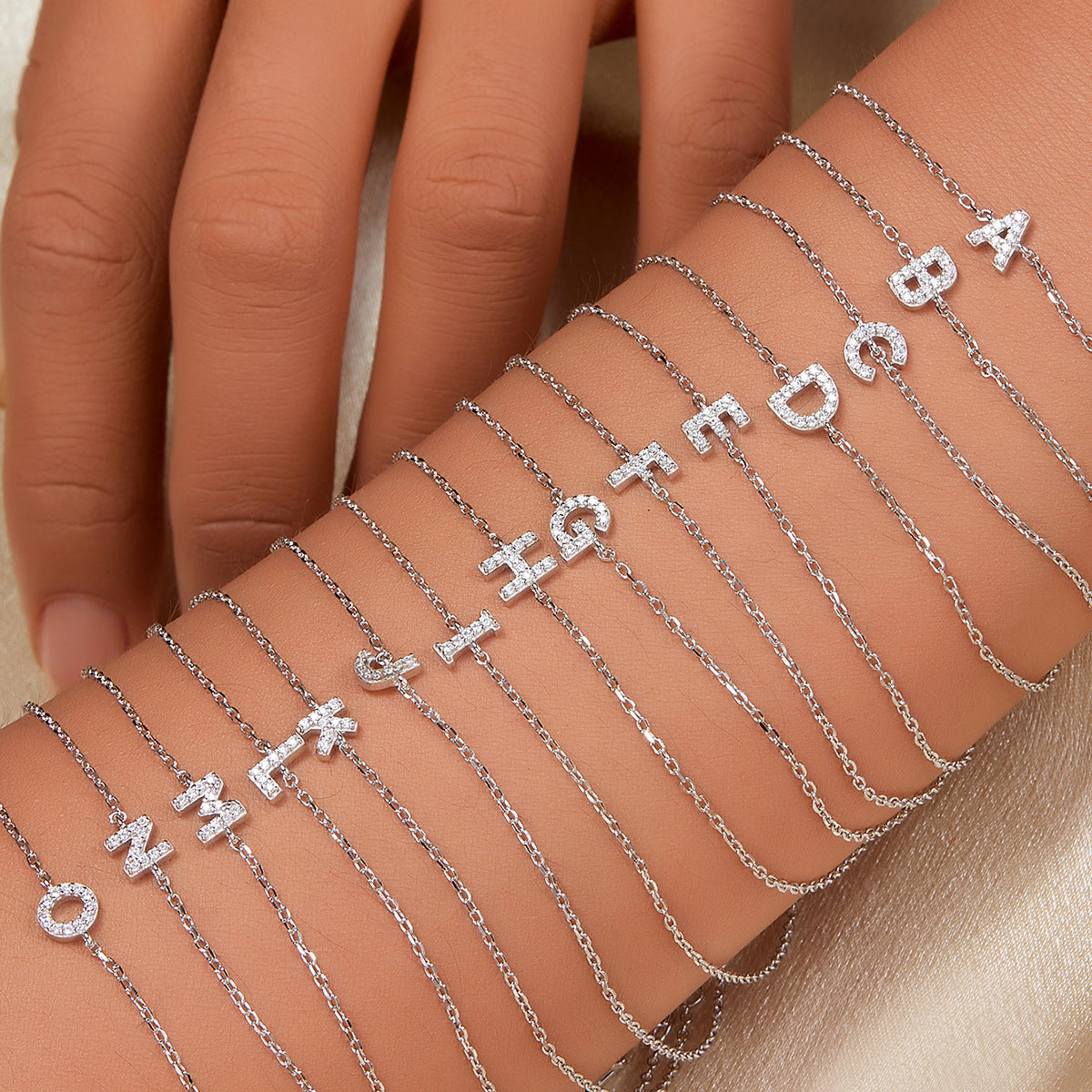 925 sterling silver bracelet, 26 letter zircon bracelet, ins, niche, light luxury, high-end, sterling silver bracelet, popular for women