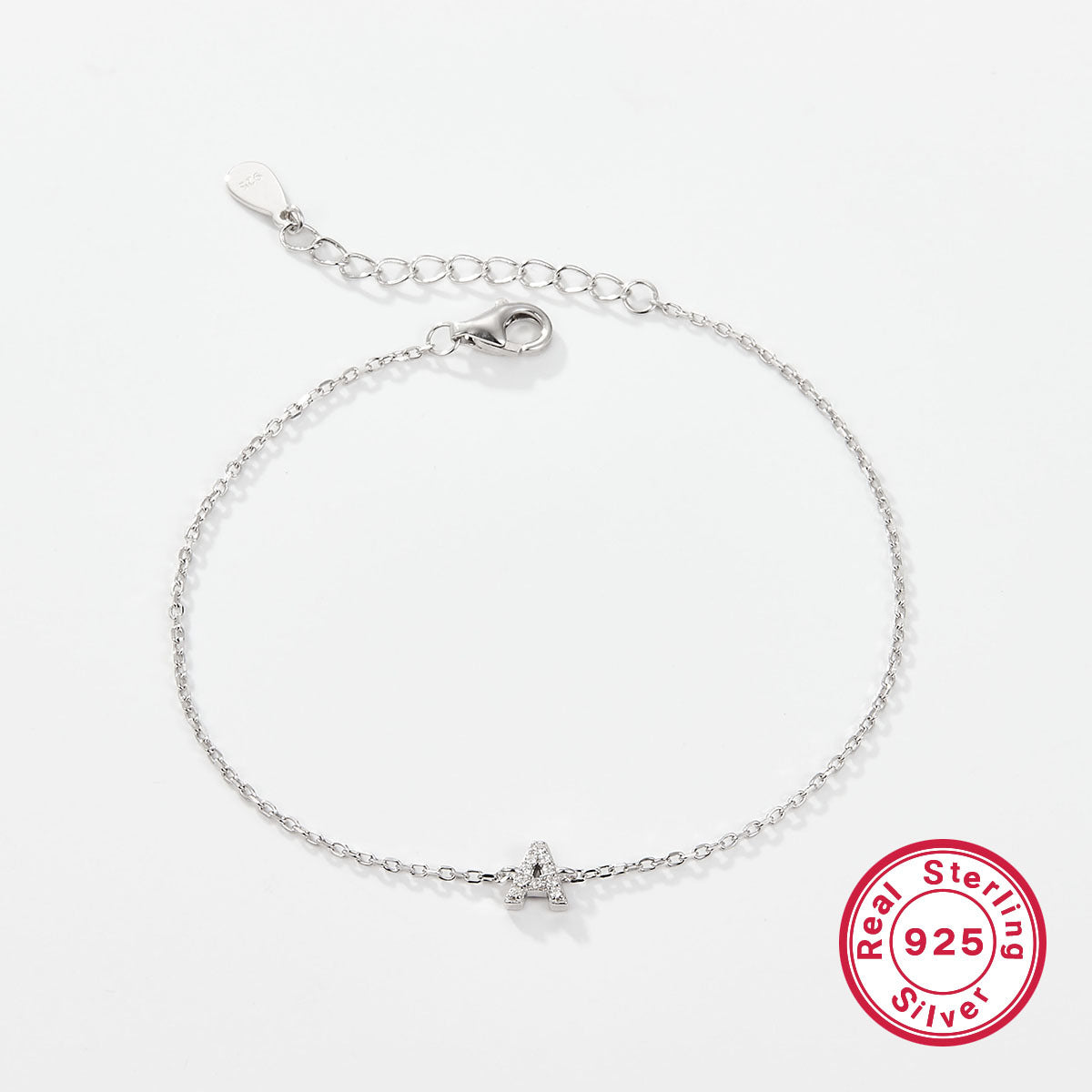 925 sterling silver bracelet, 26 letter zircon bracelet, ins, niche, light luxury, high-end, sterling silver bracelet, popular for women