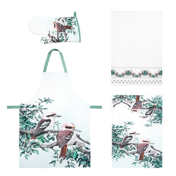 Apron, tea towel, and gloves ,100% cotton ,four-piece set.