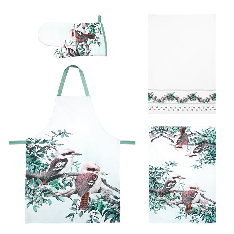 Apron, tea towel, and gloves ,100% cotton ,four-piece set.