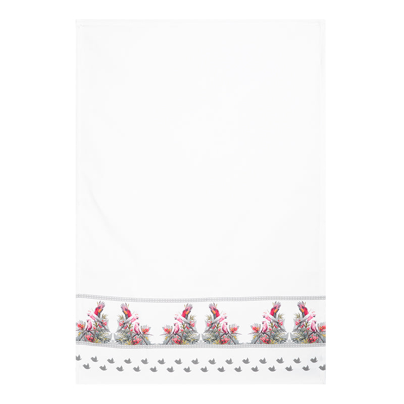 Galah Tea Towel – Australian Native Bird Border Cotton Kitchen Towel
