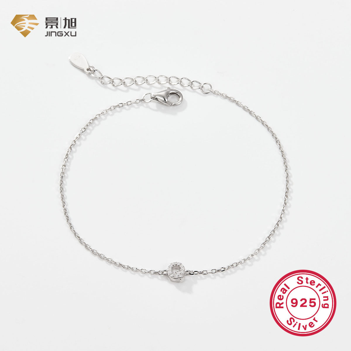 925 sterling silver bracelet, 26 letter zircon bracelet, ins, niche, light luxury, high-end, sterling silver bracelet, popular for women