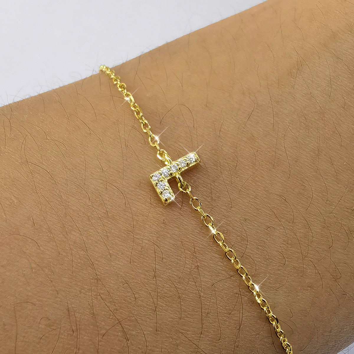 925 sterling silver bracelet, 26 letter zircon bracelet, ins, niche, light luxury, high-end, sterling silver bracelet, popular for women
