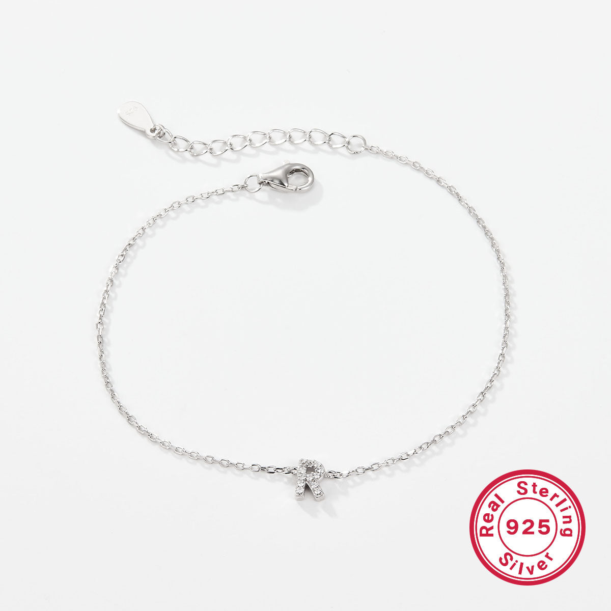 925 sterling silver bracelet, 26 letter zircon bracelet, ins, niche, light luxury, high-end, sterling silver bracelet, popular for women