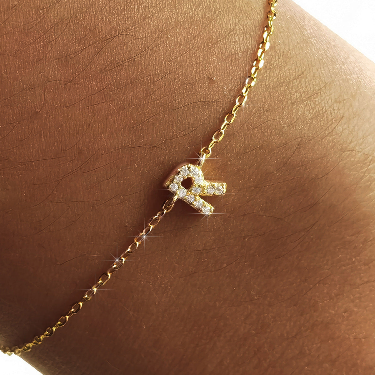 925 sterling silver bracelet, 26 letter zircon bracelet, ins, niche, light luxury, high-end, sterling silver bracelet, popular for women
