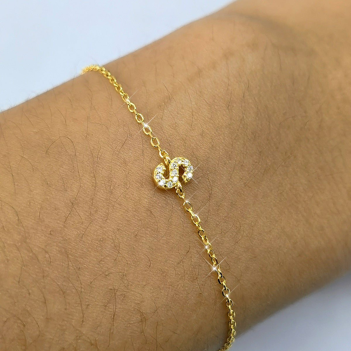 925 sterling silver bracelet, 26 letter zircon bracelet, ins, niche, light luxury, high-end, sterling silver bracelet, popular for women