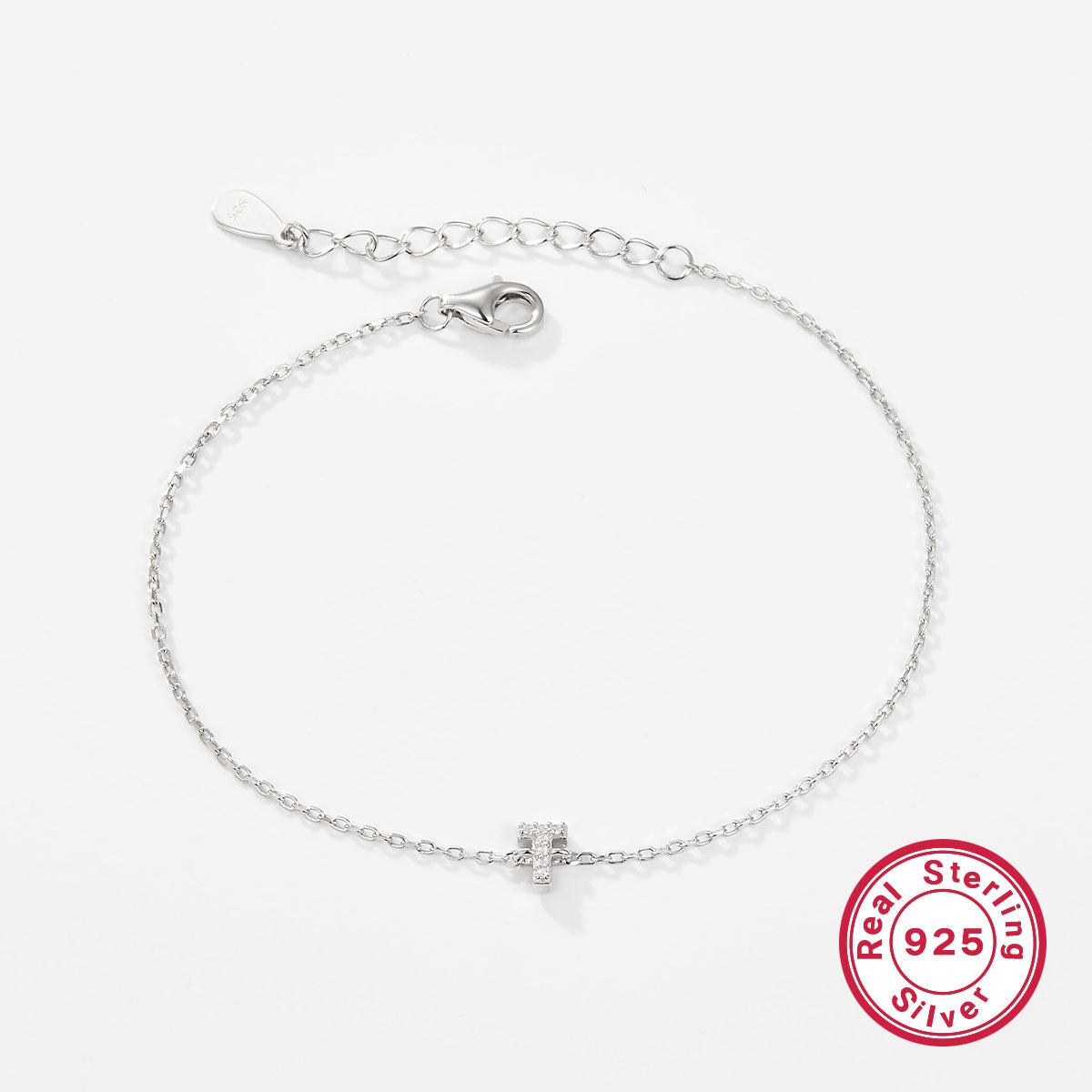 925 sterling silver bracelet, 26 letter zircon bracelet, ins, niche, light luxury, high-end, sterling silver bracelet, popular for women