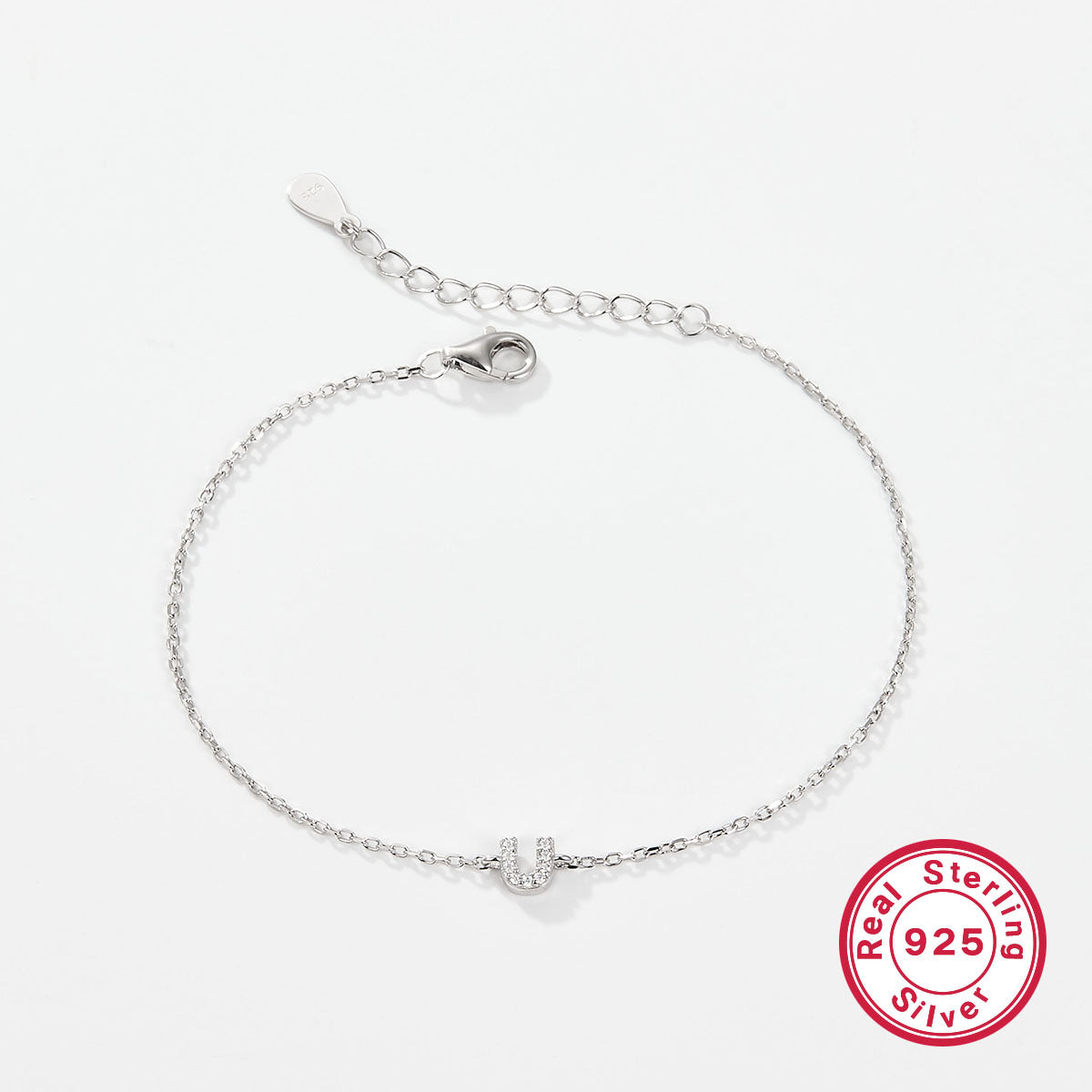 925 sterling silver bracelet, 26 letter zircon bracelet, ins, niche, light luxury, high-end, sterling silver bracelet, popular for women