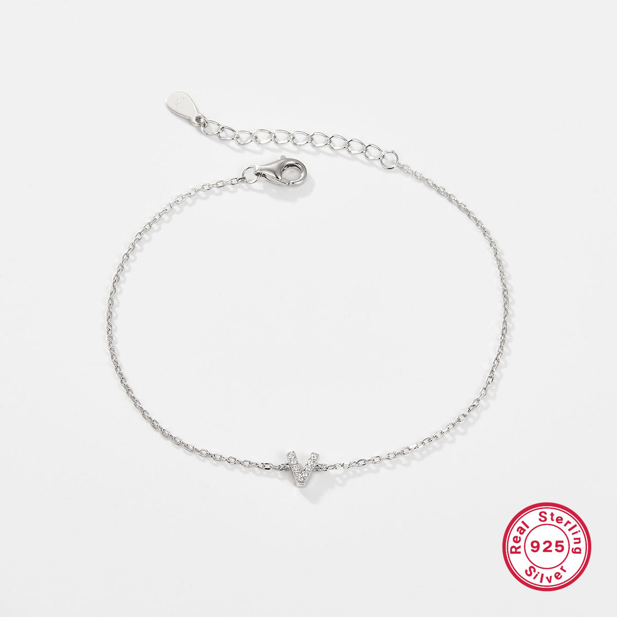 925 sterling silver bracelet, 26 letter zircon bracelet, ins, niche, light luxury, high-end, sterling silver bracelet, popular for women