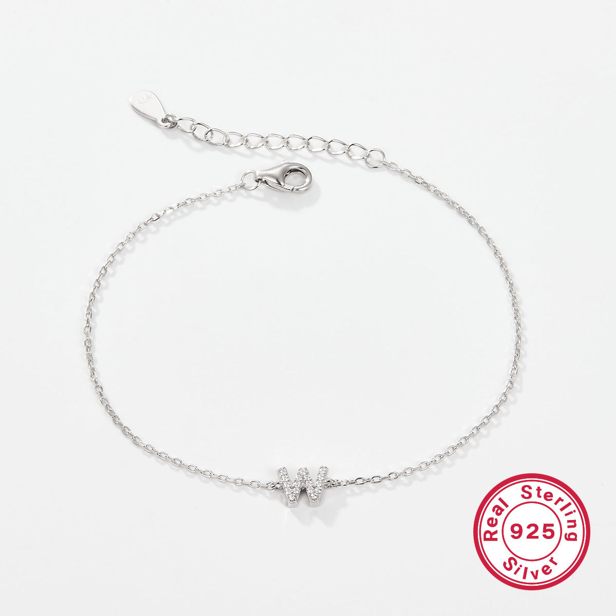 925 sterling silver bracelet, 26 letter zircon bracelet, ins, niche, light luxury, high-end, sterling silver bracelet, popular for women