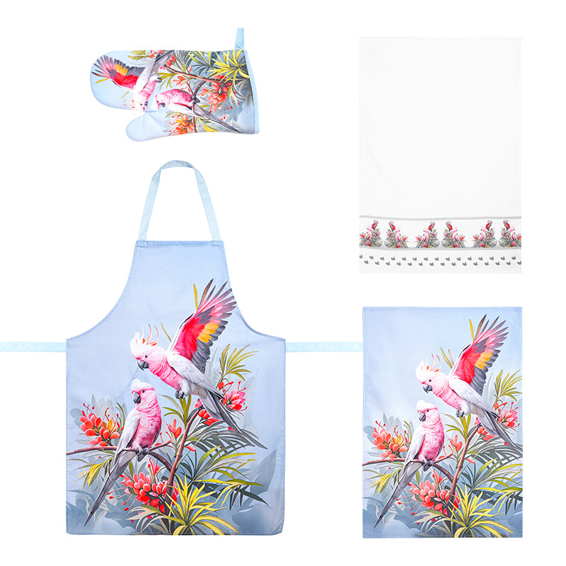Apron, tea towel, and gloves ,100% cotton ,four-piece set.