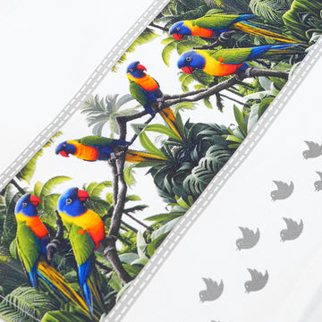 Rainbow Lorikeet Tea Towel – Australian Native Bird Border Cotton Kitchen Towel