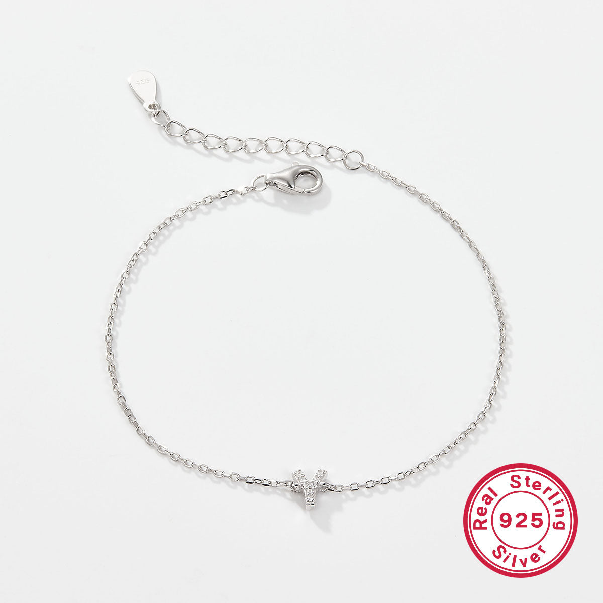 925 sterling silver bracelet, 26 letter zircon bracelet, ins, niche, light luxury, high-end, sterling silver bracelet, popular for women