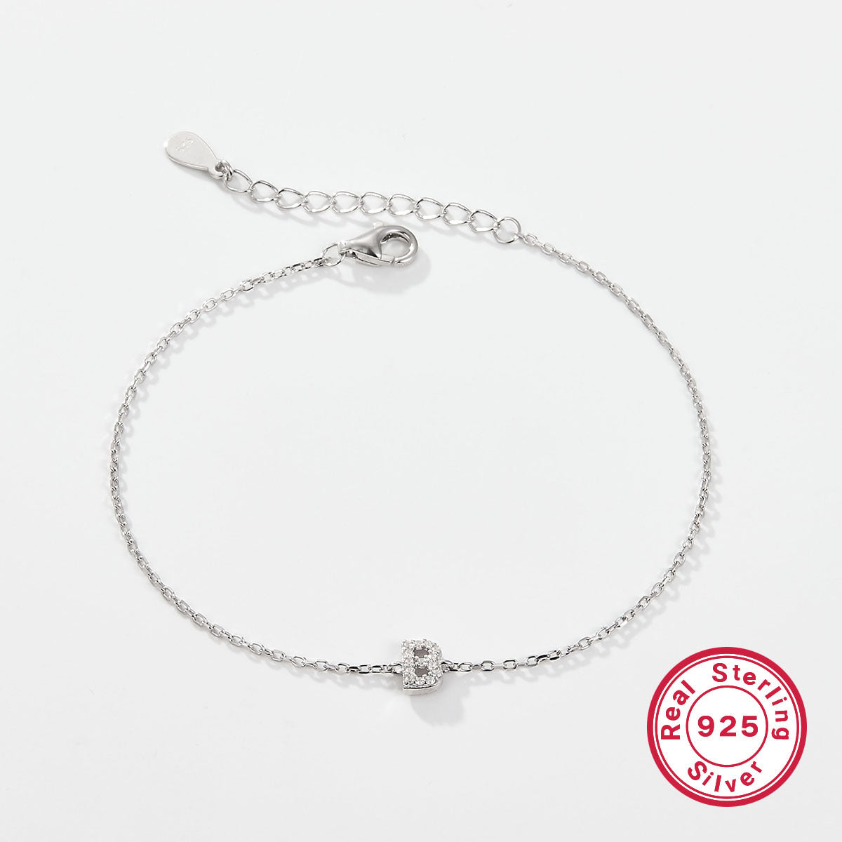 925 sterling silver bracelet, 26 letter zircon bracelet, ins, niche, light luxury, high-end, sterling silver bracelet, popular for women