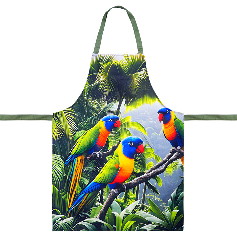 Rainbow Lorikeet Apron – Australian Native Parrot Cotton Kitchen Apron