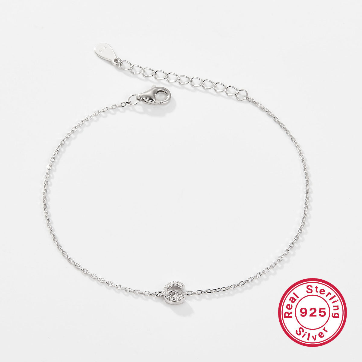 925 sterling silver bracelet, 26 letter zircon bracelet, ins, niche, light luxury, high-end, sterling silver bracelet, popular for women