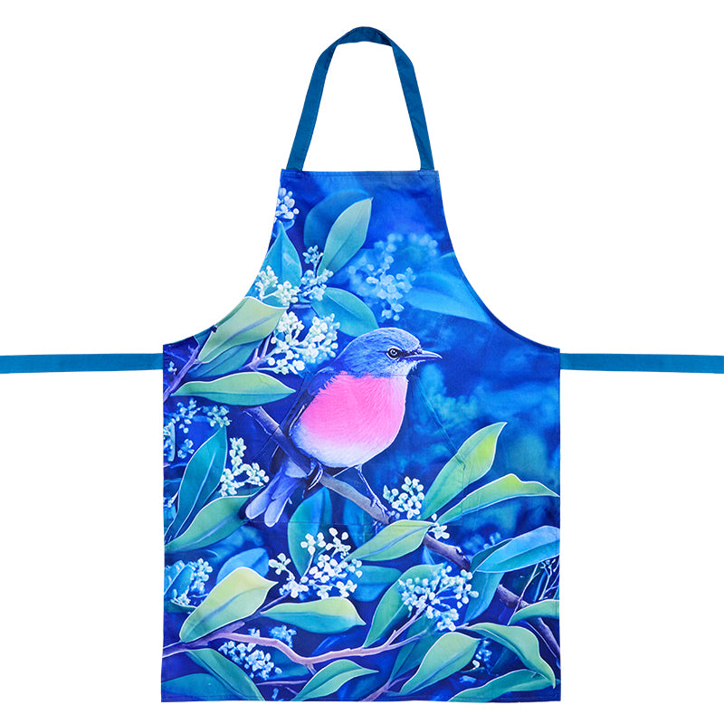 Rose Robin Apron – Australian Native Bird Cotton Kitchen Apron