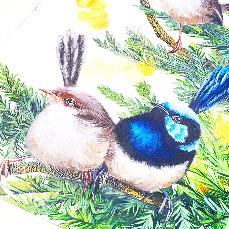 Superb Fairy-Wren Tea Towel – Australian Native Bird Full-Print Cotton Kitchen Towel