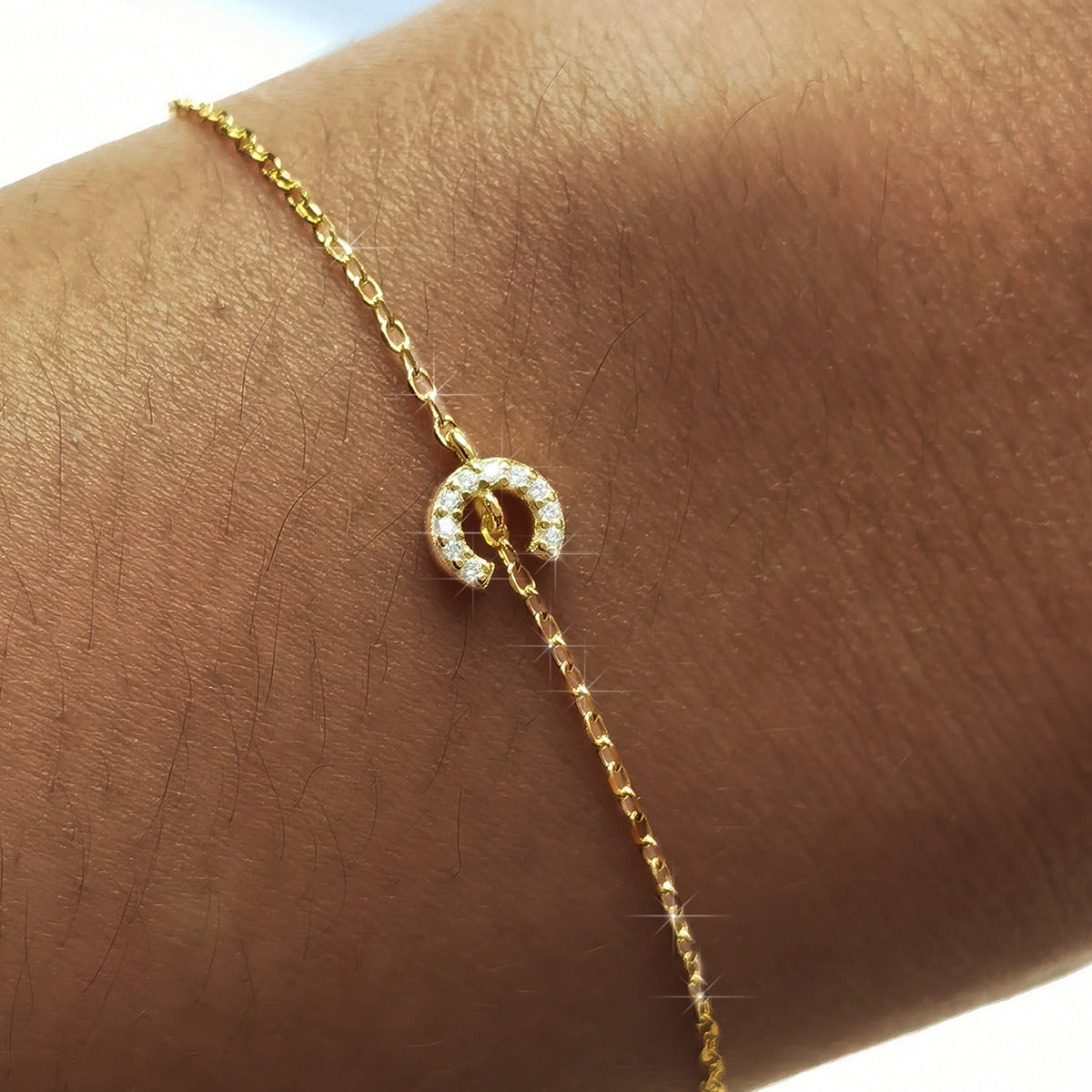 925 sterling silver bracelet, 26 letter zircon bracelet, ins, niche, light luxury, high-end, sterling silver bracelet, popular for women