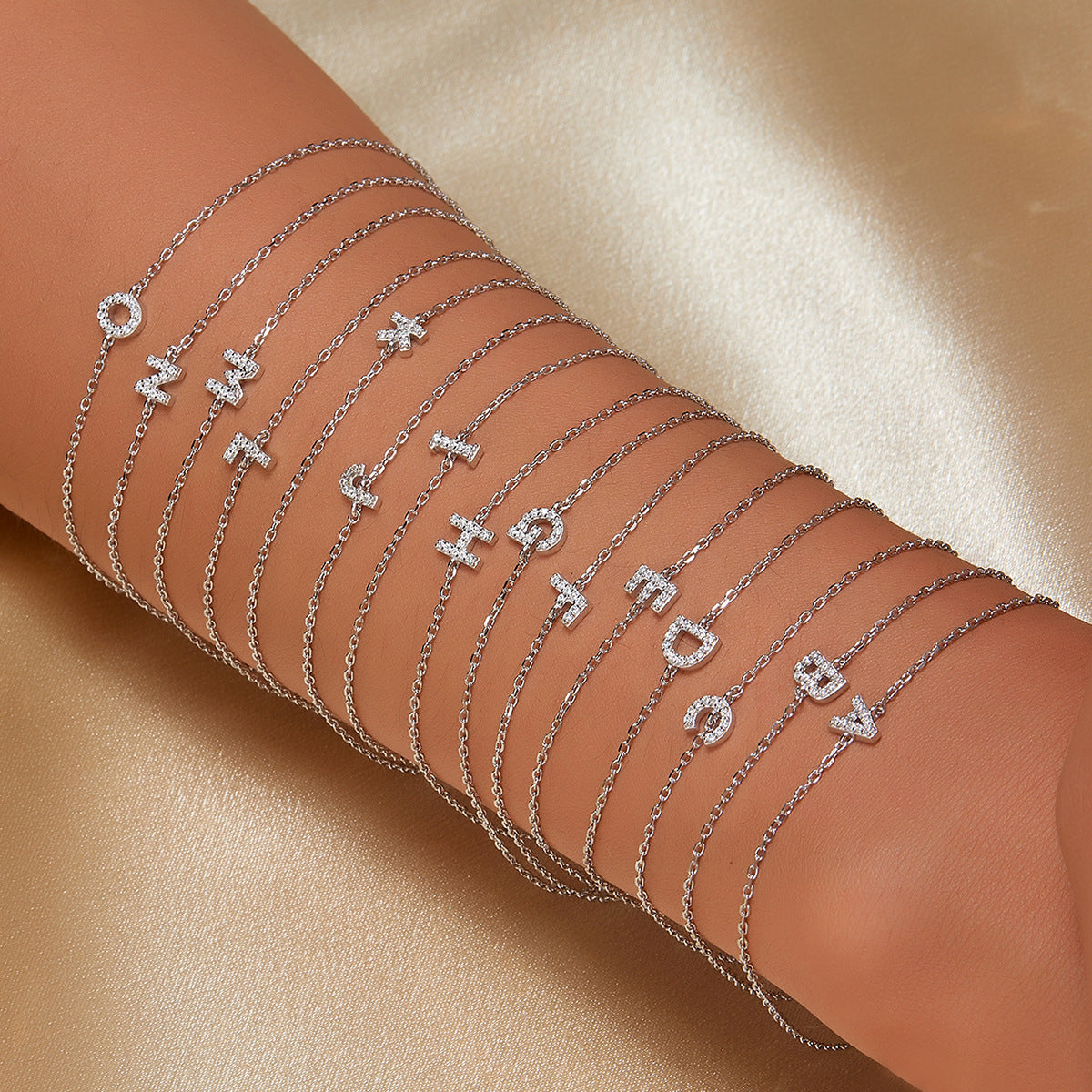 925 sterling silver bracelet, 26 letter zircon bracelet, ins, niche, light luxury, high-end, sterling silver bracelet, popular for women