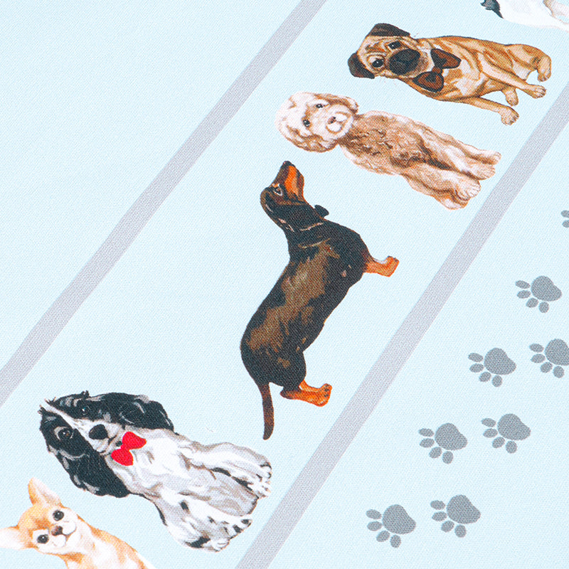 Dogs Border Tea Towel – Cute Mixed Breed Cotton Kitchen Towel with Paw Prints