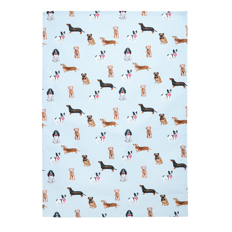 Dogs Tea Towel – Cute Mixed Breed Full-Print Cotton Kitchen Towel