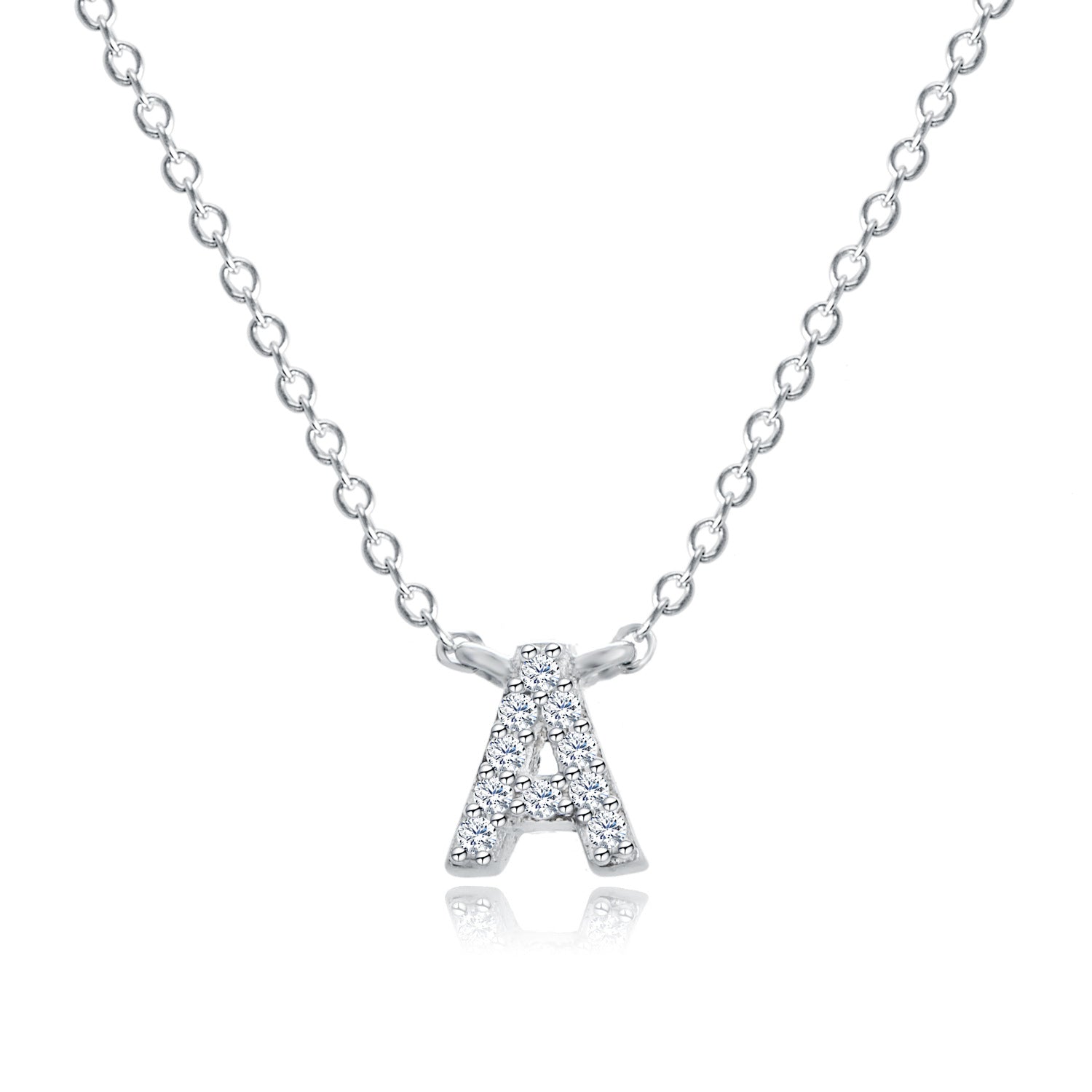 Jingxu 925 Pure Silver 26-Letter Necklace, Lightweight Luxury Lockbone Chain with Diamond-Inlaid Letters for Women (Cross-border Foreign Trade Jewelry)