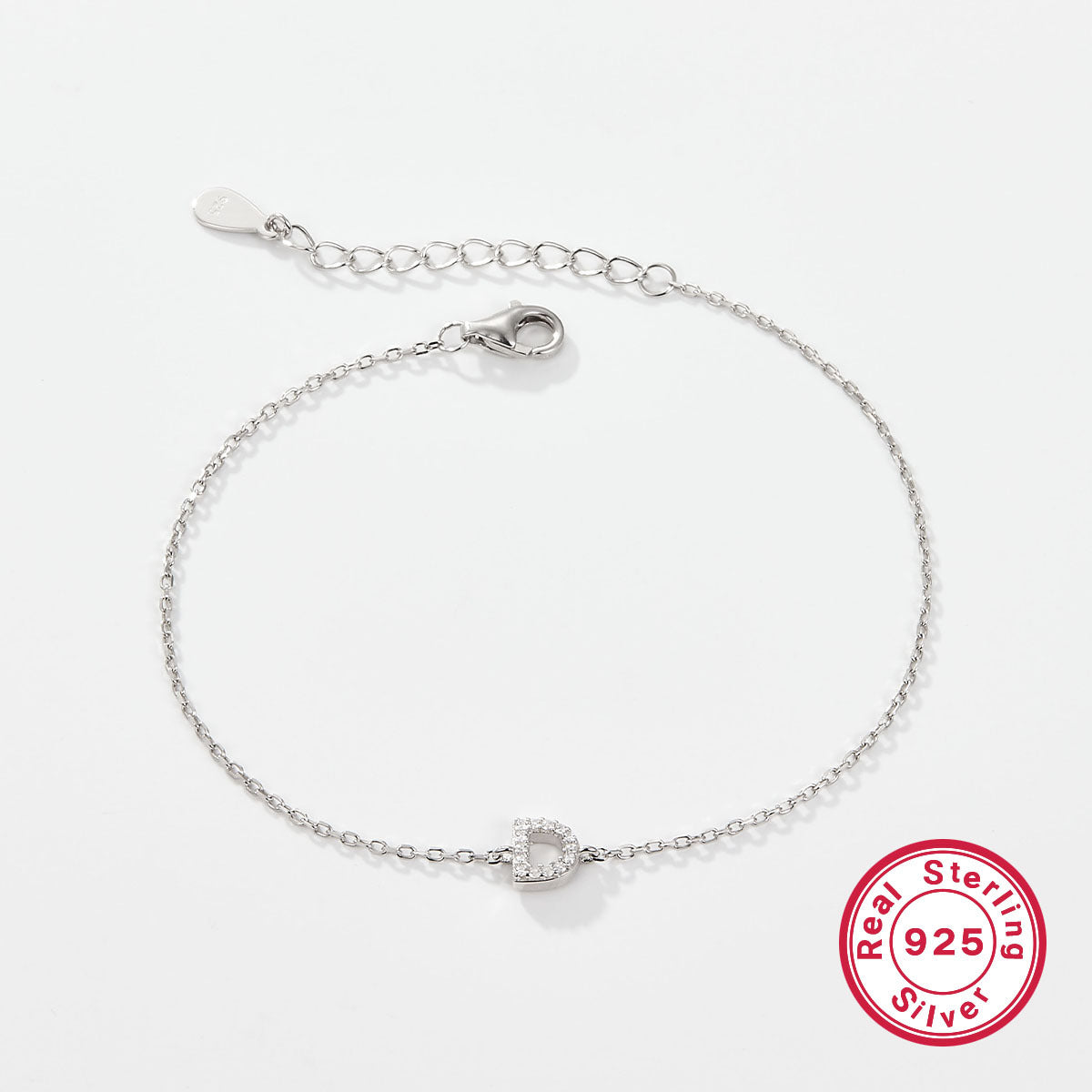 925 sterling silver bracelet, 26 letter zircon bracelet, ins, niche, light luxury, high-end, sterling silver bracelet, popular for women