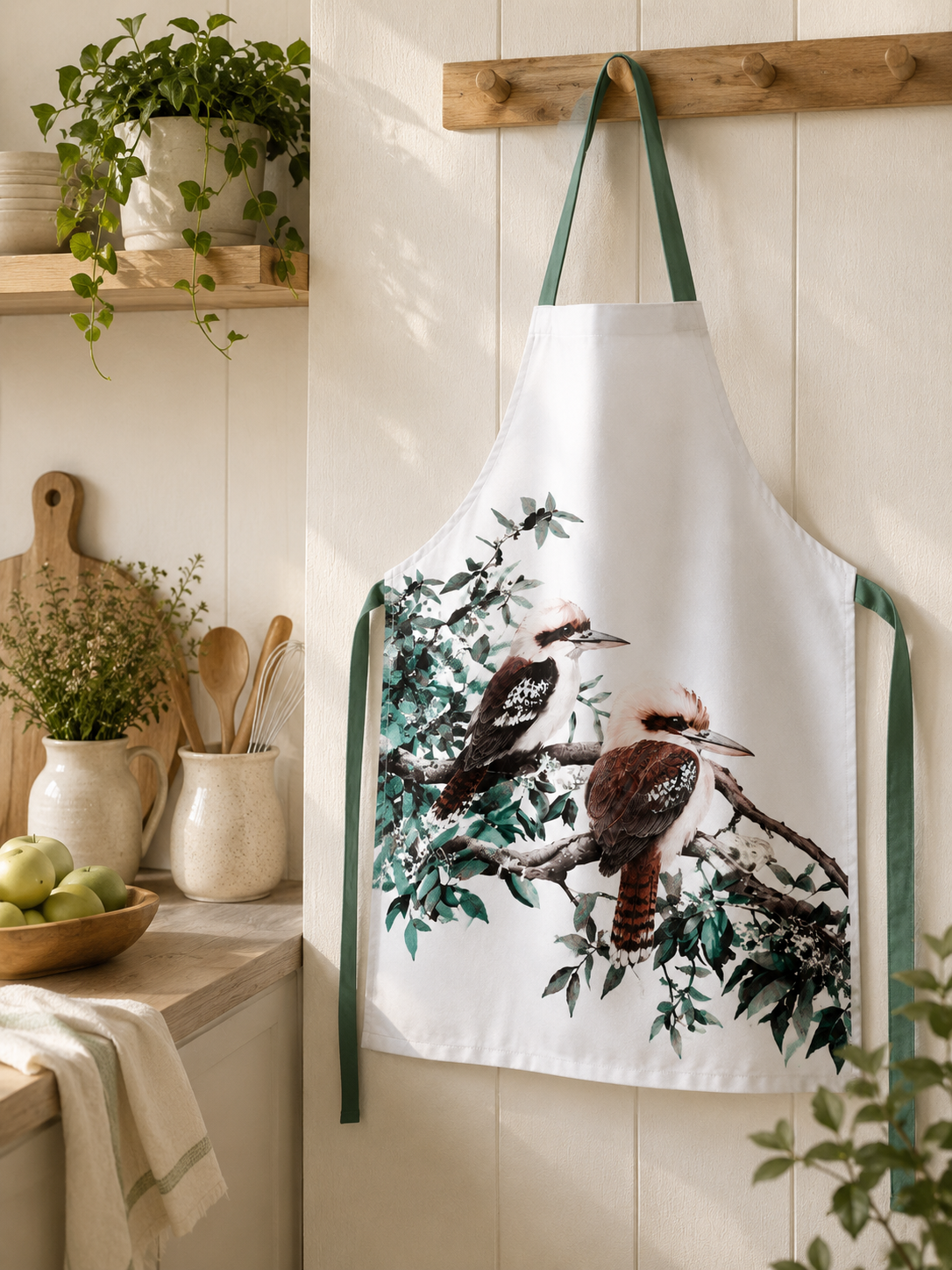 Australian Kookaburra Cotton Apron | Native Bird Kitchen Apron | Peppercorn Gifts