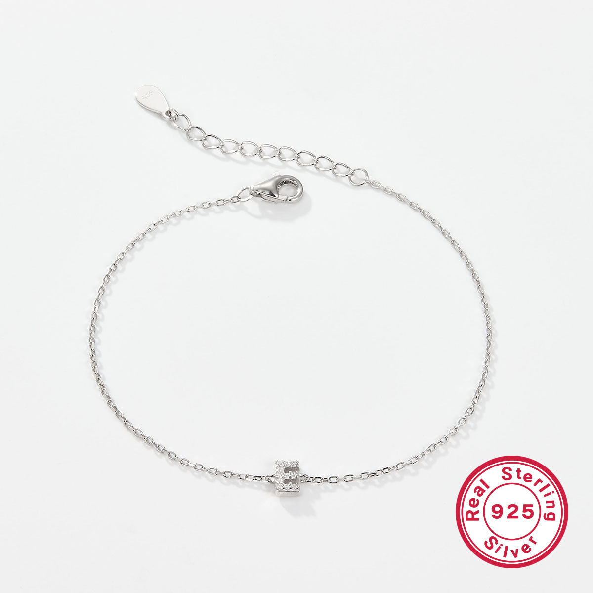 925 sterling silver bracelet, 26 letter zircon bracelet, ins, niche, light luxury, high-end, sterling silver bracelet, popular for women