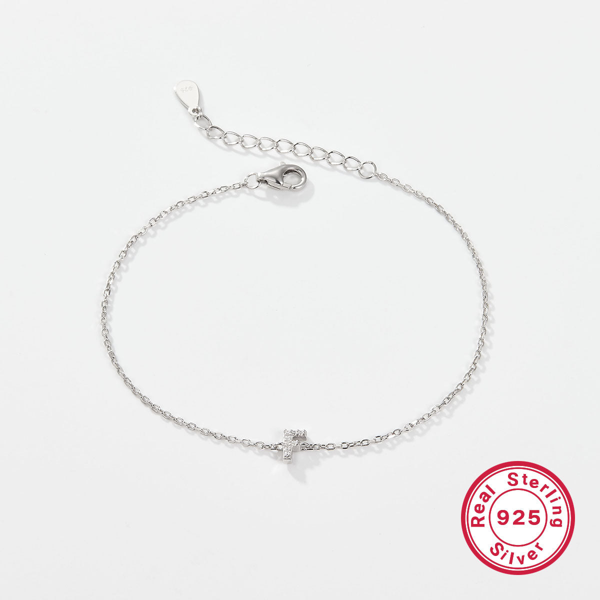 925 sterling silver bracelet, 26 letter zircon bracelet, ins, niche, light luxury, high-end, sterling silver bracelet, popular for women