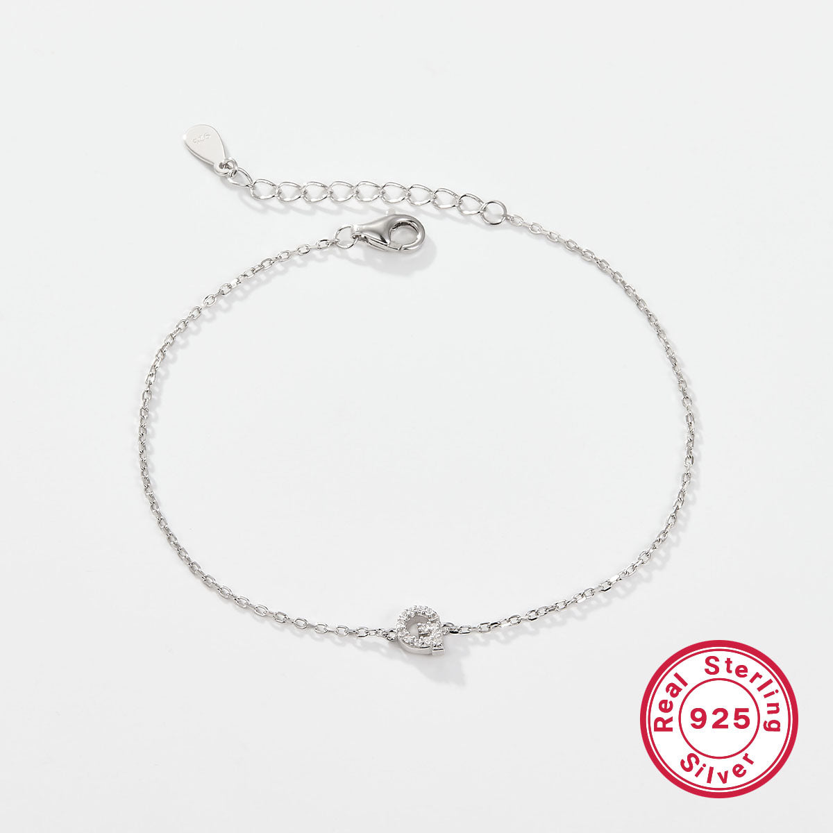 925 sterling silver bracelet, 26 letter zircon bracelet, ins, niche, light luxury, high-end, sterling silver bracelet, popular for women
