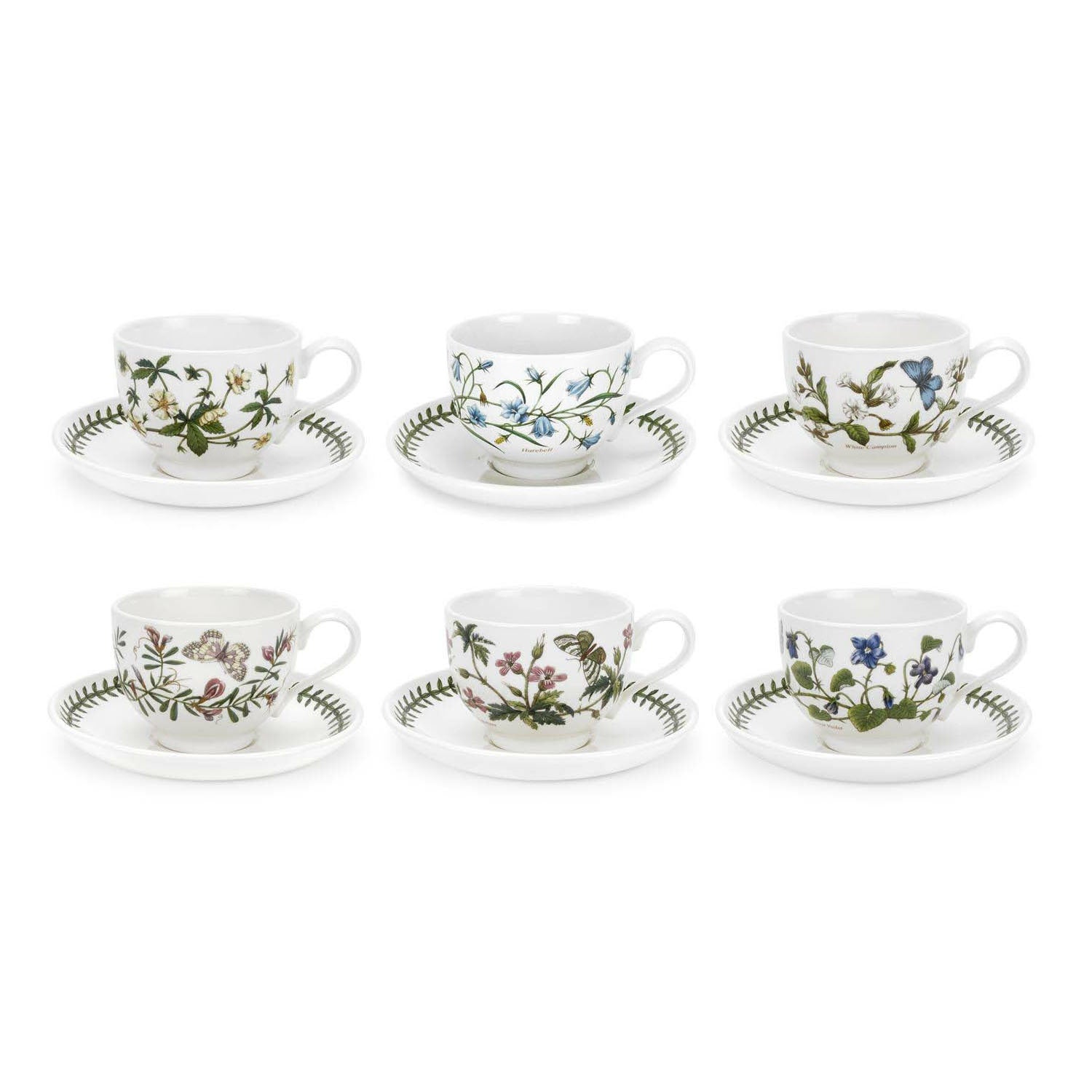 Portmeirion Botanic Garden - 0.2L Teacup & Saucer (Boxed S/6) Assorted motifs
