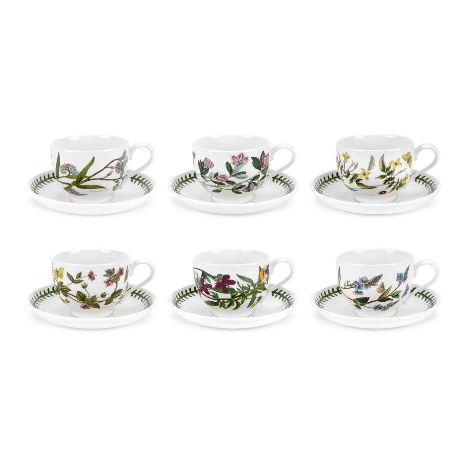 Portmeirion Botanic Garden - 0.2L Teacup & Saucer (Boxed S/6) Assorted motifs