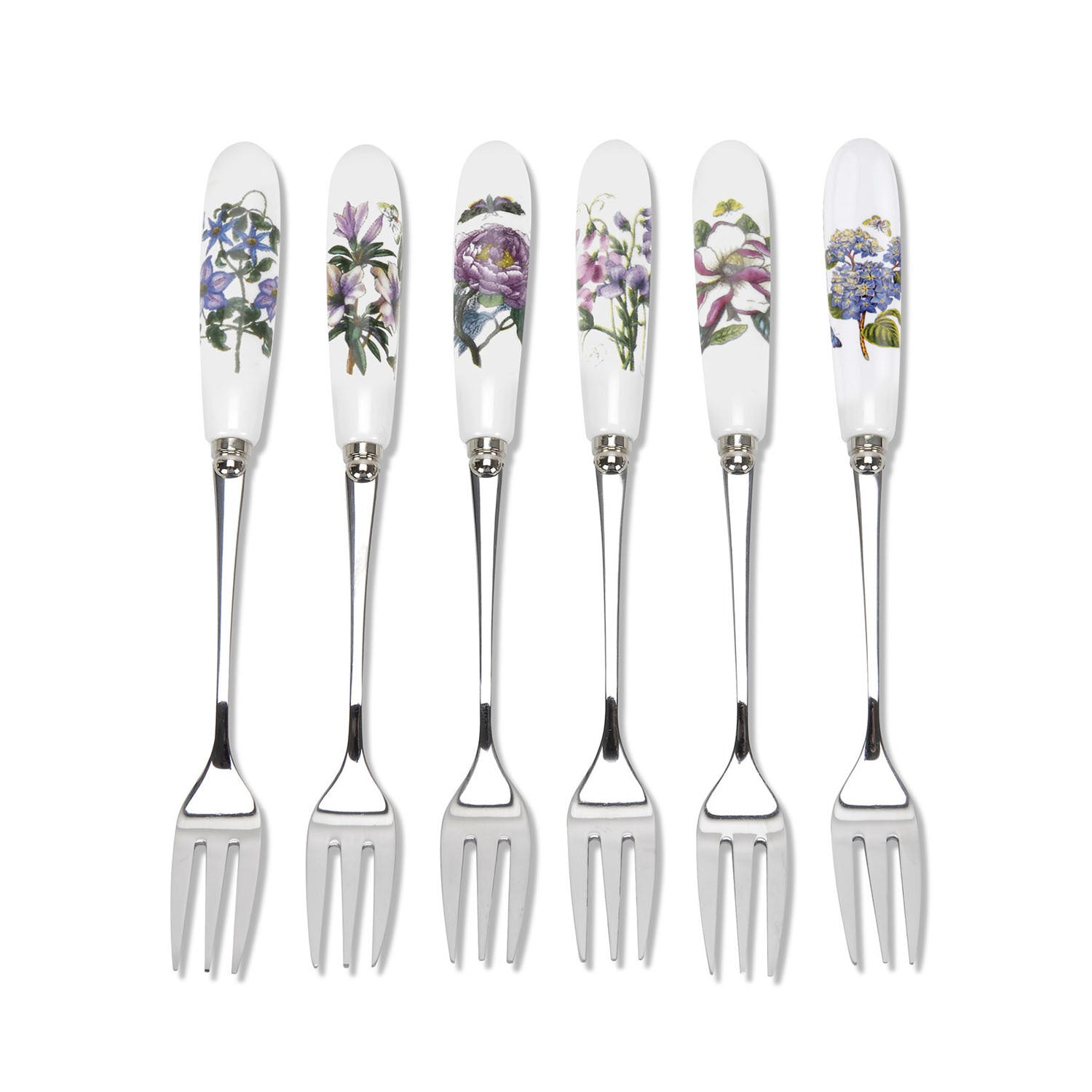 Portmeirion Botanic Garden - 15.5cm Pastry Forks (Boxed S/6) Assorted motifs