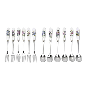 Portmeirion Botanic Garden - 15.5cm Teaspoon & Pastry Fork (Boxed S/12) Assorted motifs