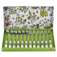 Portmeirion Botanic Garden - 15.5cm Teaspoon & Pastry Fork (Boxed S/12) Assorted motifs