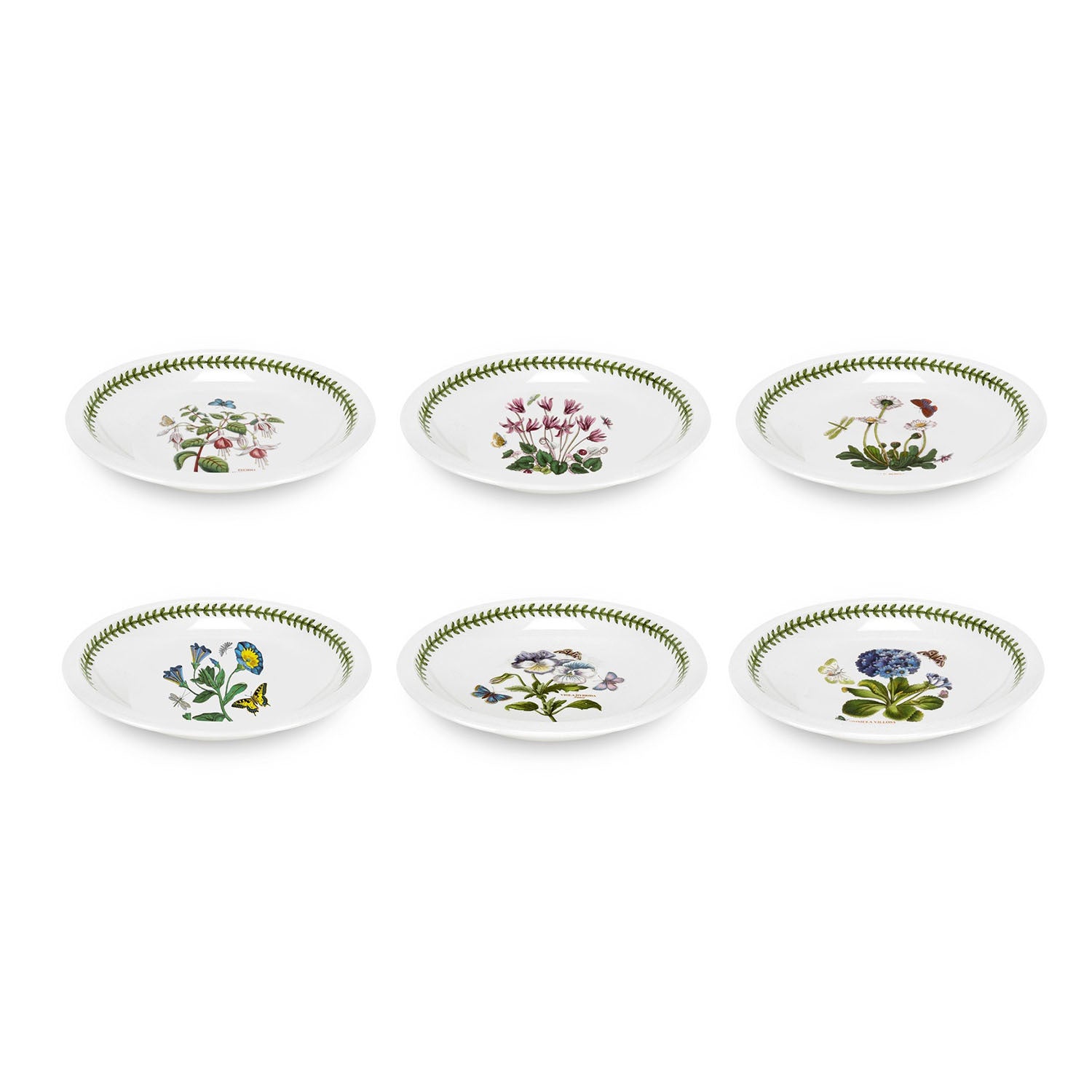 Portmeirion Botanic Garden - 22.75cm Low Bowl (Boxed S/6) Assorted motifs