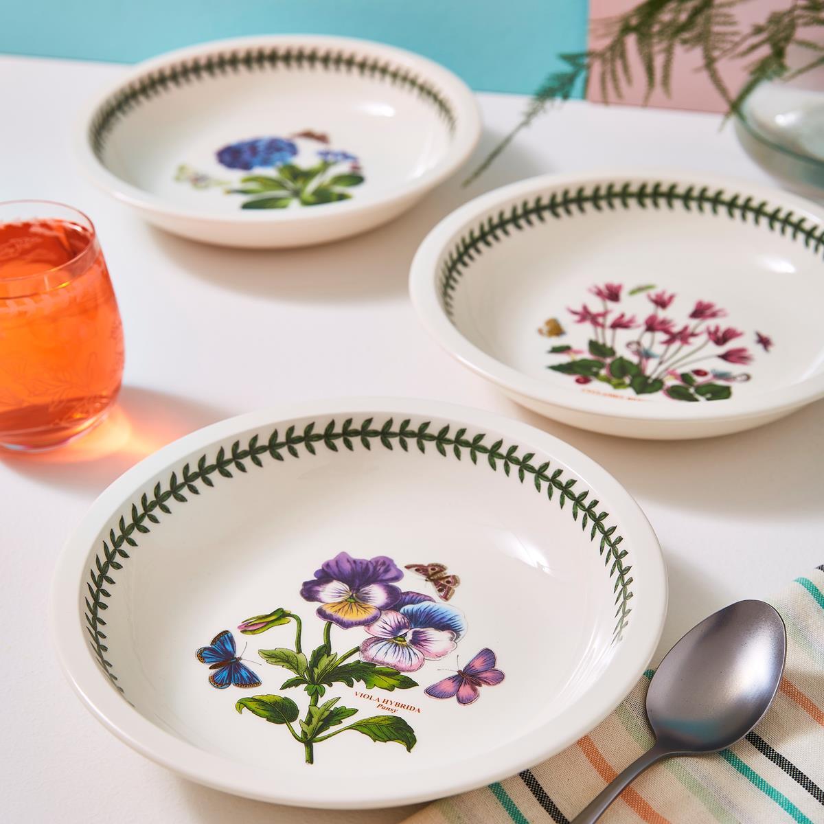 Portmeirion Botanic Garden - 22.75cm Low Bowl (Boxed S/6) Assorted motifs