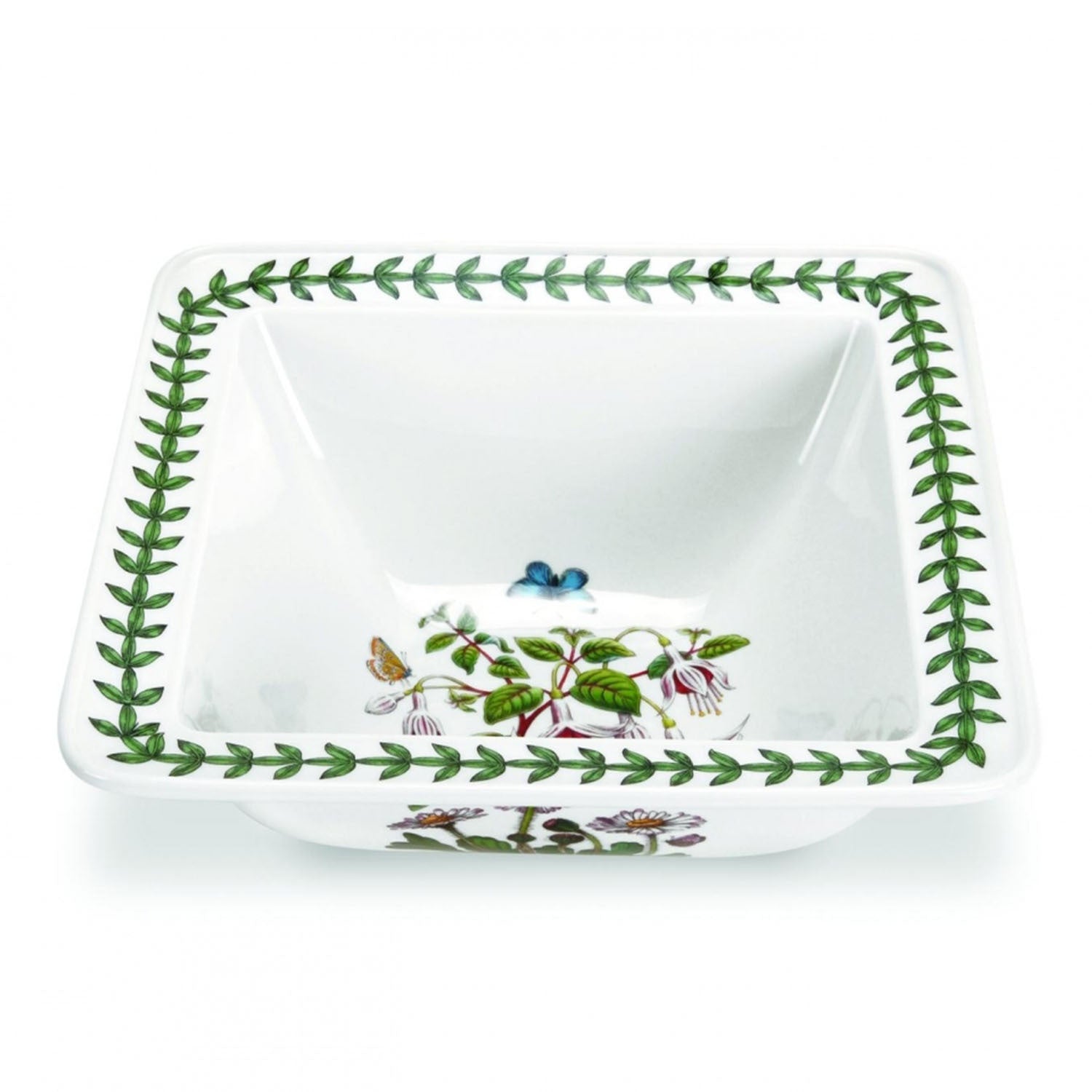 Portmeirion Botanic Garden - 21.5cm Square Salad Bowl Central Fuchsia with Assorted Motifs