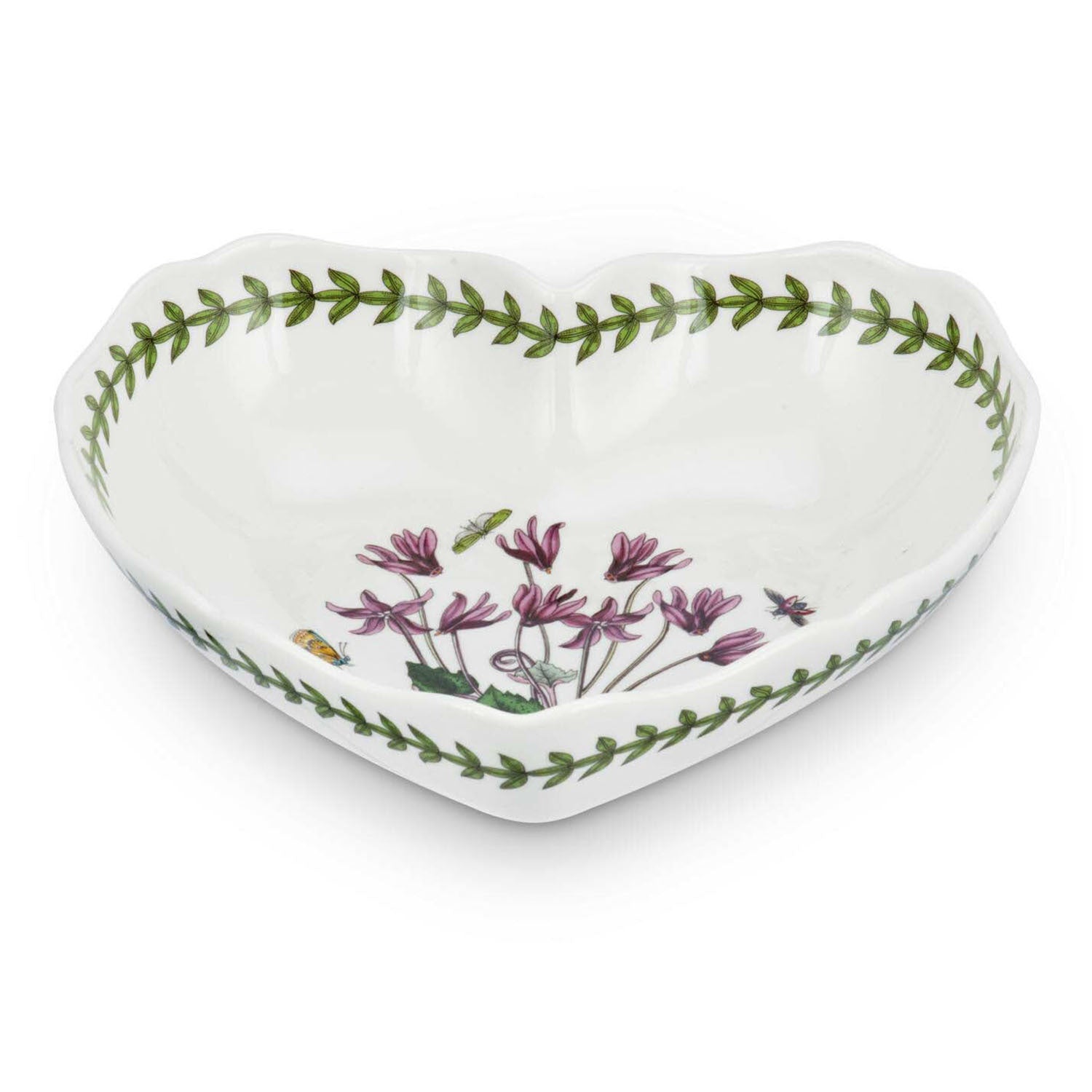 Portmeirion Botanic Garden - 22x19.5cm Scalloped Edge Heart Dish Cyclamen